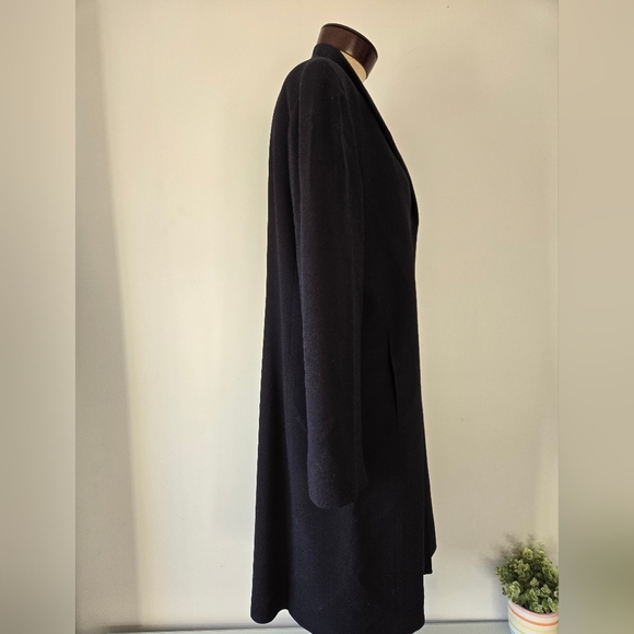 CARLA ZAMPATTI Virgin wool unbelted  navy trench,bright orange lining.Size Large - Picture 6 of 16